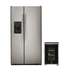 Paquete Refrigerador Dúplex 26 pies Slate y Cava de Vinos 6 botellas Negra GE Appliances - GSM26FGW6XD