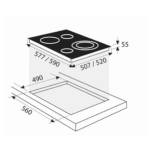 Parrilla Vitrocerámica 60cm Vidrio Negro GE Profile - PVP6014S