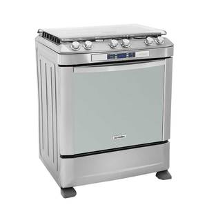 Estufa de Piso 76 cm Acero Inoxidable Con Vidrio Espejo Io Mabe - IO7655GGTII0