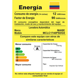 Centro de lavado gas LP 17 kg Grafito Mabe - MCL1740PSDG0