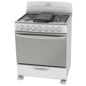 Estufa de piso 76 cm Blanca/Inoxidable Mabe - EM7655BI1