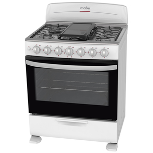 Estufa de piso 76 cm Blanca/Inoxidable Mabe - EM7611BI2