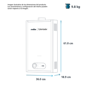 Calentador Instantáneo de Gas Natural 2.5 Servicios 14 L Gris Mabe - CIM142SNA