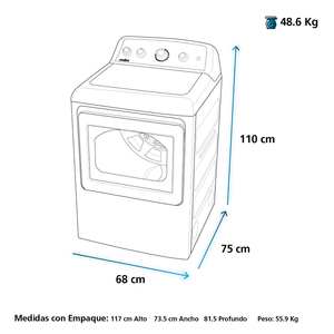 Secadora Gas 7.4 Cuft Diamond gray Mabe - SMG17R8MSDAB0