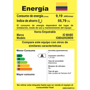 Horno de Empotre 80 cm a Gas Acero Inoxidable Vidrio Gris Vulcano Io Mabe - IO8042HGWD0